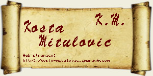 Kosta Mitulović vizit kartica